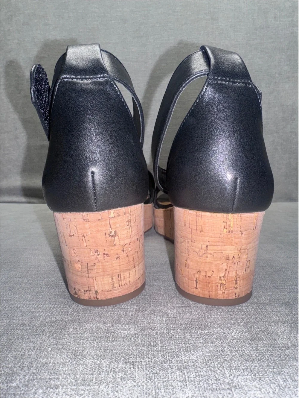 Franco Sarto Black Cork Wedge Sandals Ankle Strap Women’s Size 10 NWOT